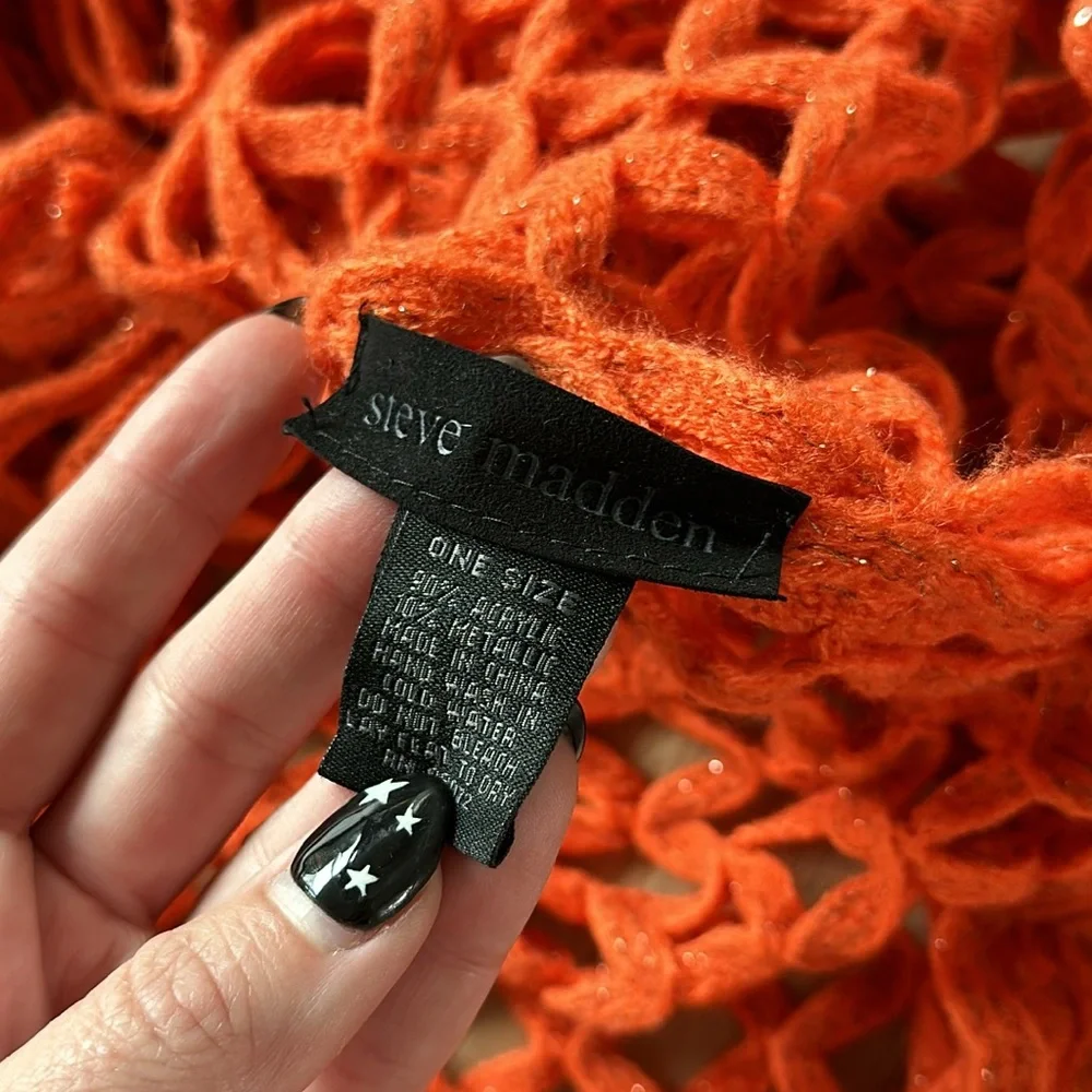 Steve Madden Orange Metallic Fringe Infinity Scarf